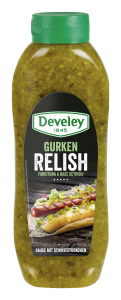 Develey Gurken Relish - Snacksauce 875ml Kopfstandflasche (8 Stk)