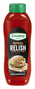 Develey Paprika Relish - Snacksauce 875ml Kopfstandflasche (8 Stk)