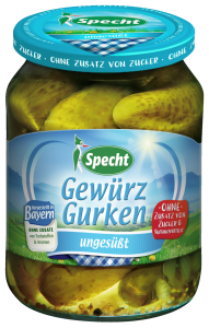 Specht Gewürzgurken zuckerreduziert 720ml Glas (12 Stk)