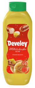 Develey Senf mittelscharf 875ml Kopfstandflasche (8 Stk)