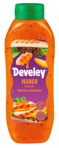 Develey® Mango Relish - Snacksauce 875ml Kopfstandflasche (8 Stk)