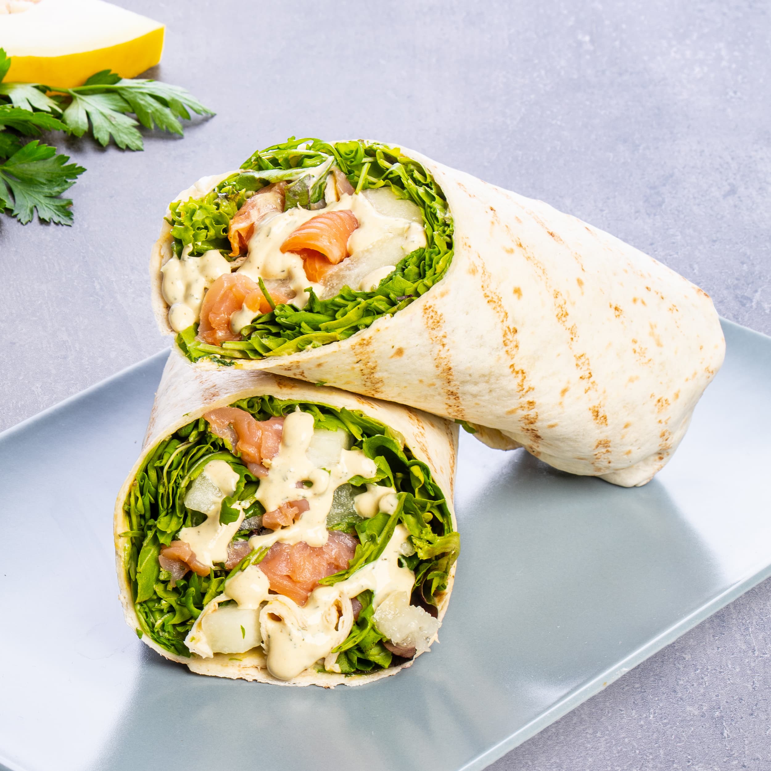 Senf Rezepte Lachs Wrap mit Honig Senf Sauce