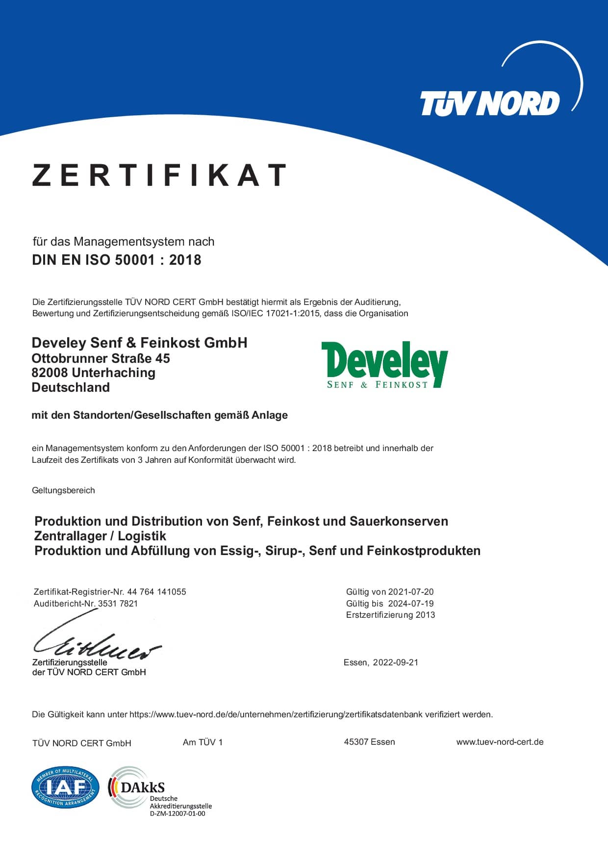 ISO 50001 Develey HZ DE 001