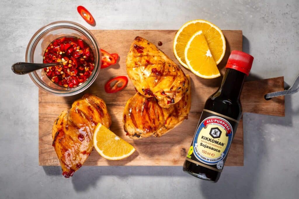 Hähnchenbrust in Orangen-Chili-Soja-Marinade
