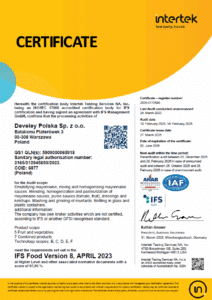 IFS Certificate Warsaw 02.06.2026