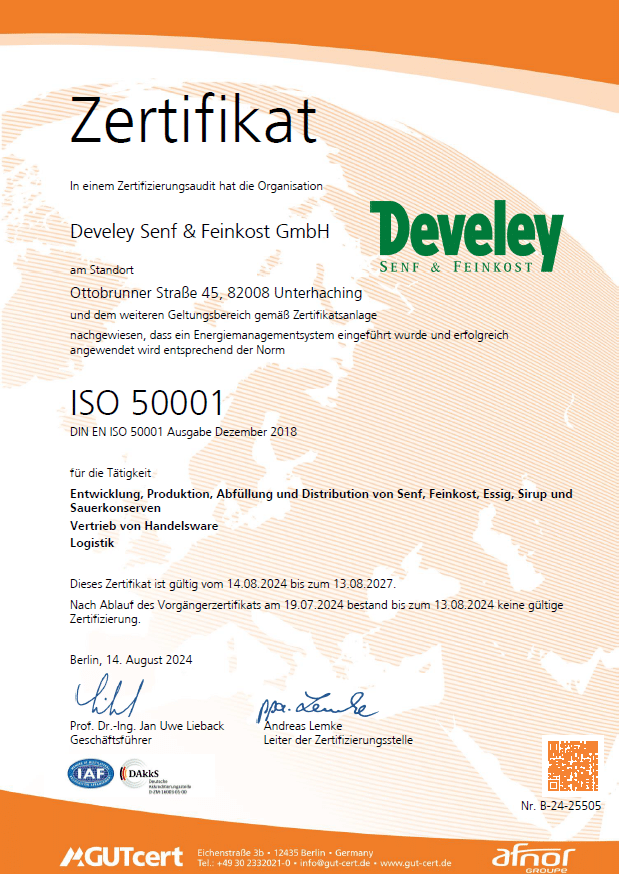 ISO50001 Zertifikat Develey