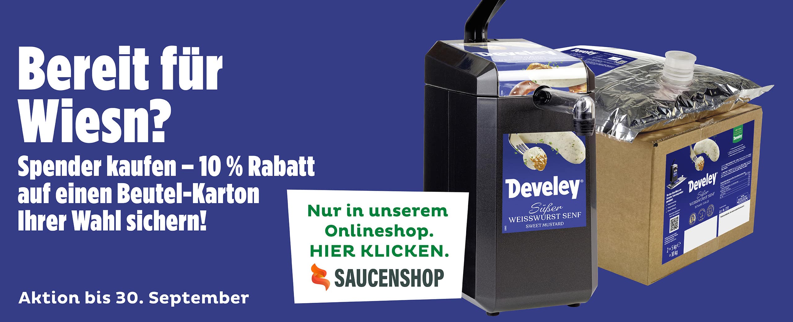 Develey Foodservice Suesser Senf Saucenspender Webbanner Desktop 2560x1040 LO4