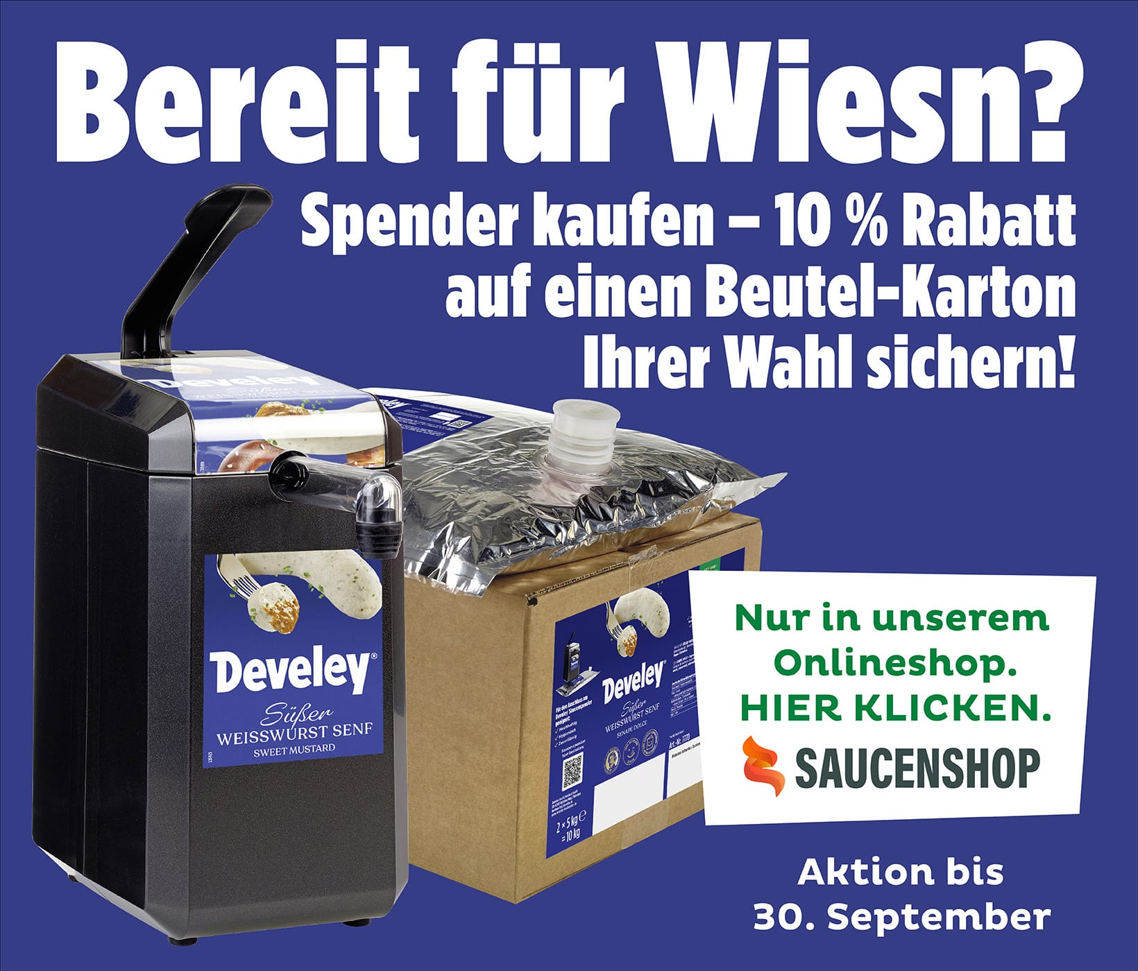Develey Foodservice Suesser Senf Saucenspender Webbanner Mobil 1640x1400 LO3