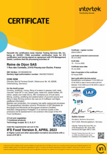 Titelbild Zertifikat IFS Dijon