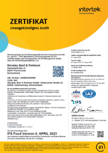 IFS Zertifikat PAN 08.11.2026 Titelblatt