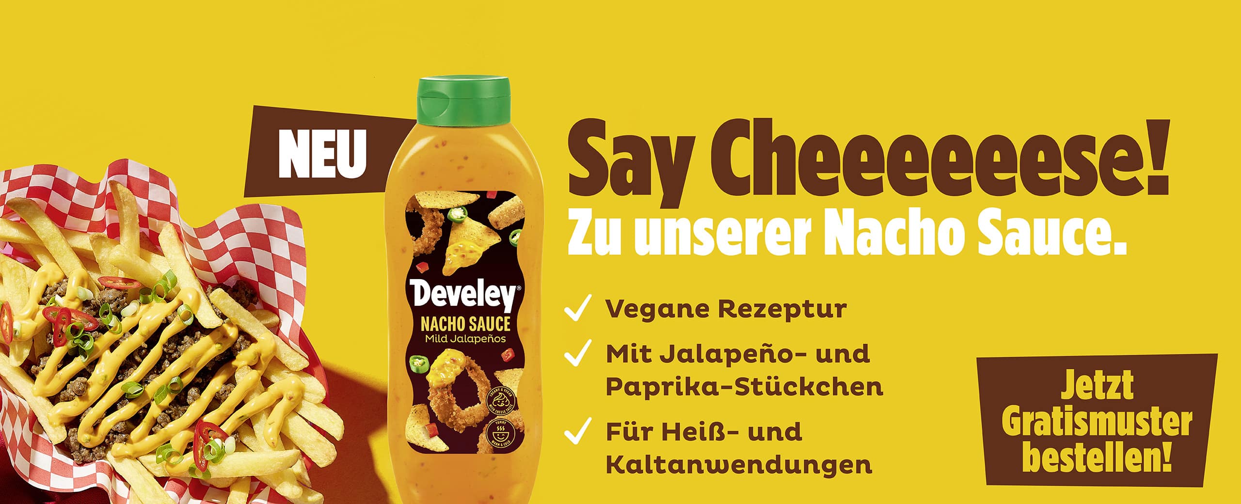 Develey Foodservice Nacho Sauce Flasche 875ml Slider Desktop 2560x1040 LO2