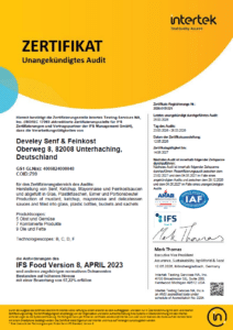 Titelblatt IFS Zertifikat UHG